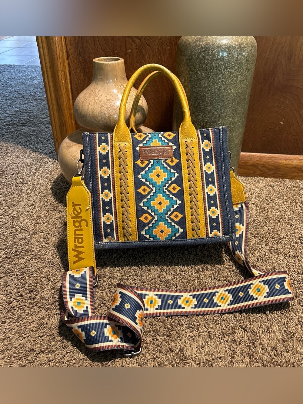 Wrangler Yellow & Blue Aztec Tote Bag